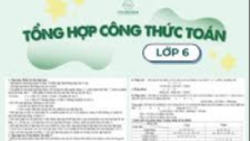 Công thức Toán 6 - Bảng tổng hợp